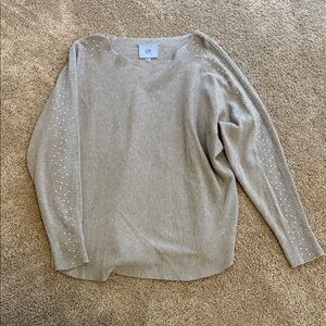 Milano Beige Sweater with Studded Sleeves